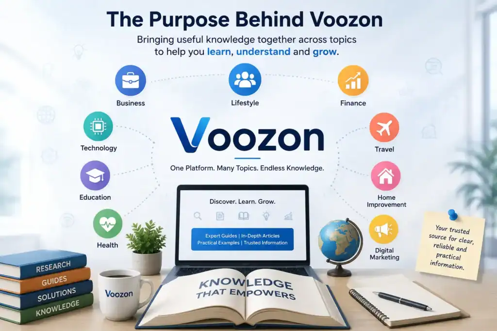 The Purpose Behind Voozon is to bring trusted knowledge together in one platform, helping readers explore business, technology, education, finance, health, travel, lifestyle, home improvement, and digital marketing through clear, informative content. The Purpose Behind Voozon – One Platform for Trusted Knowledge
